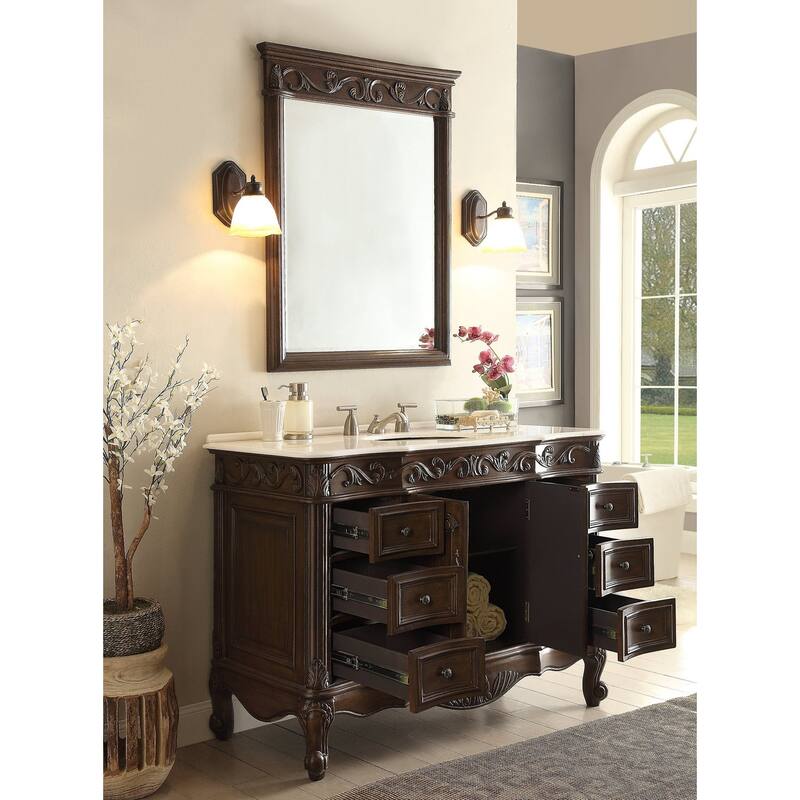 48" Benton Collection Beckham Classic Brown Bath Vanity & Mirror