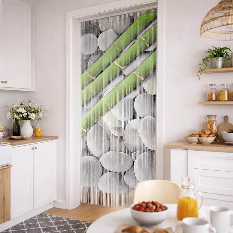 Bamboo Beaded Door Curtain 65 Strings 79" W x 36" W - 79" H x 36" W x 0.6" D