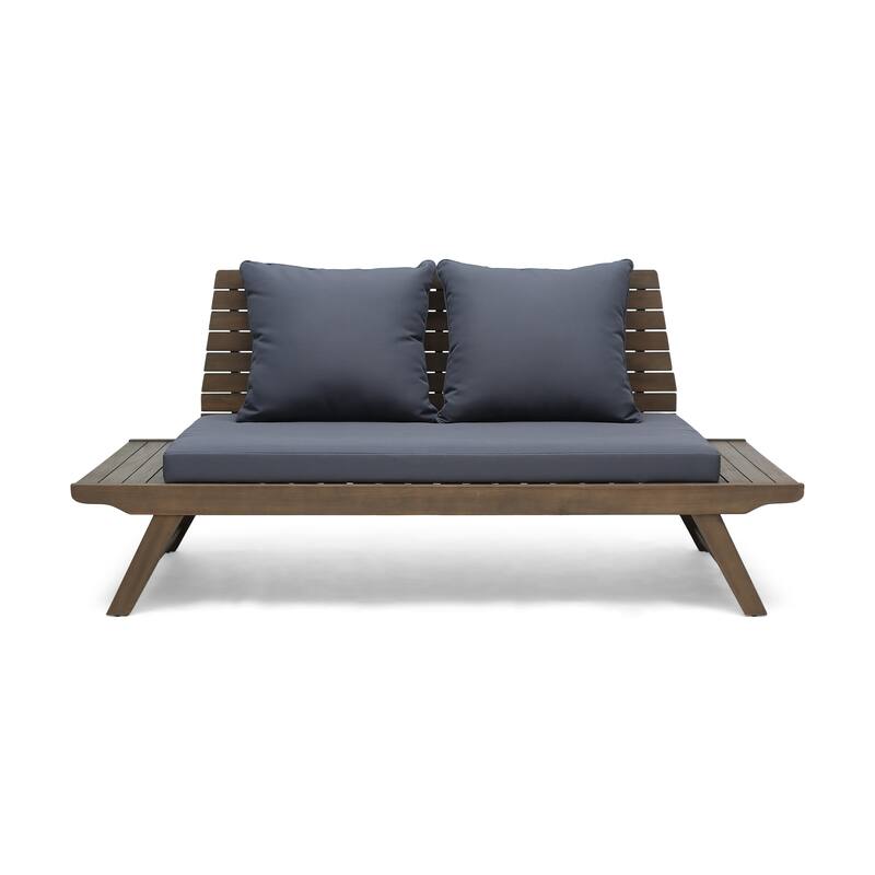 Roomfitters Outdoor Wood Loveseat with Cushions, Patio Seating Bench