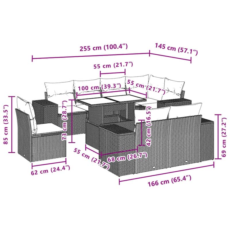 vidaXL Garden Sofa Set - 21.7 x 39.4 x 28.7