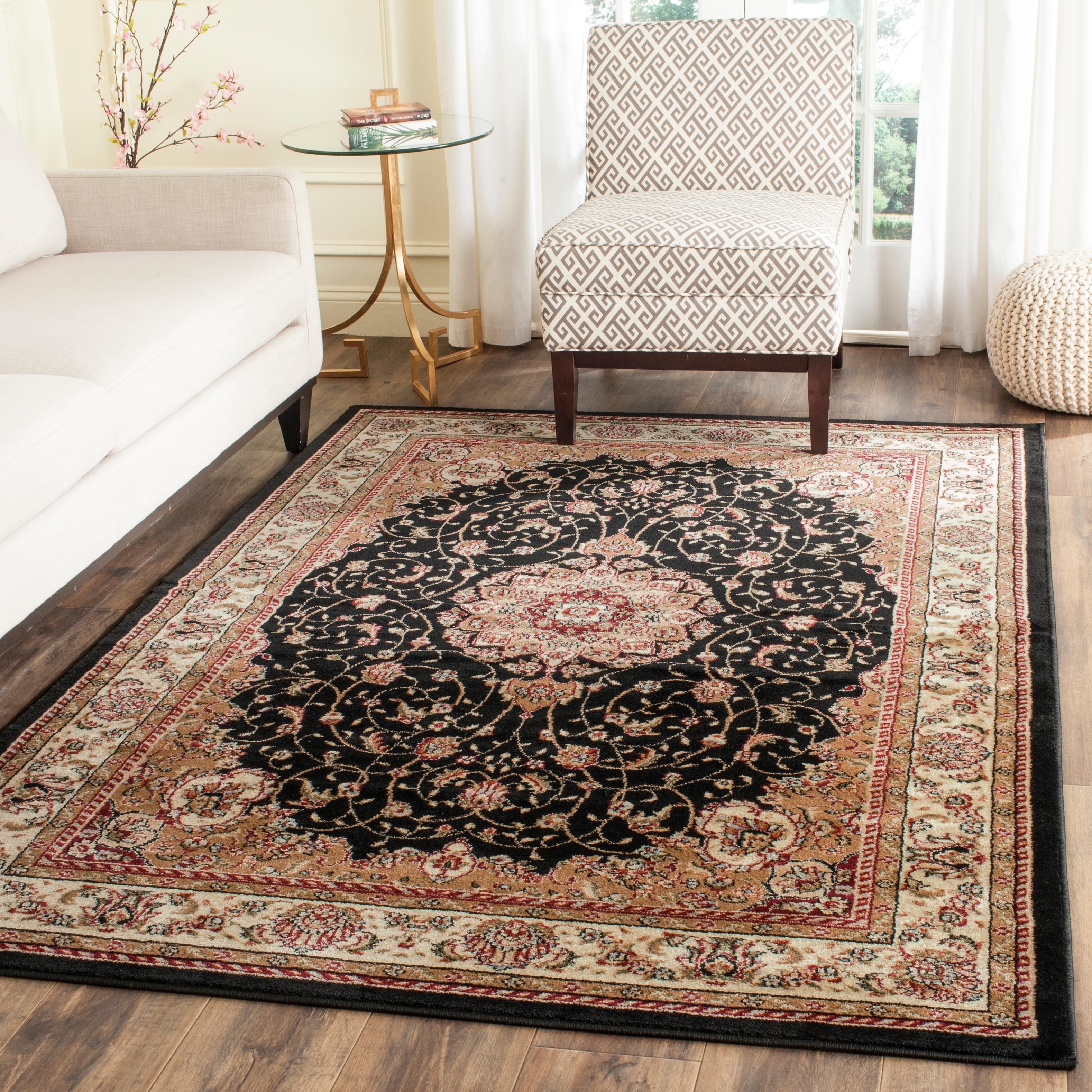8' x 8' Square Ivory Red Safavieh Lyndhurst Collection LNH329C Traditional Oriental Non-Shedding Stain Resistant Living Room Bedroom Area Rug 