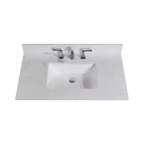 Altair Frosinone 37 in. Engineered stone Vanity Top in Jazz White with White Sink