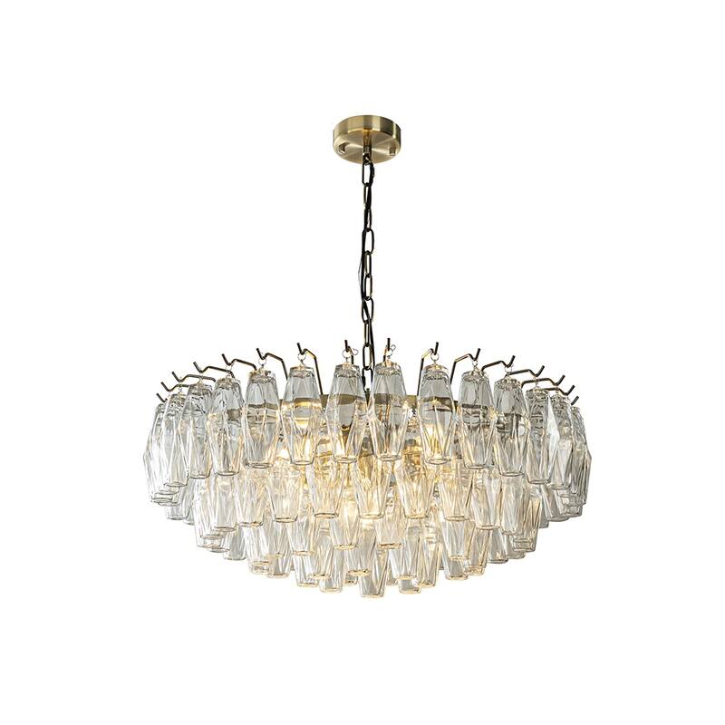28'' Midcentury Modern Murano Glass Round Chandeliers 6-Light Handblown Glass Pendant Light Aged Bronze Finish For Dining Room - W28'' - Aged Bronze