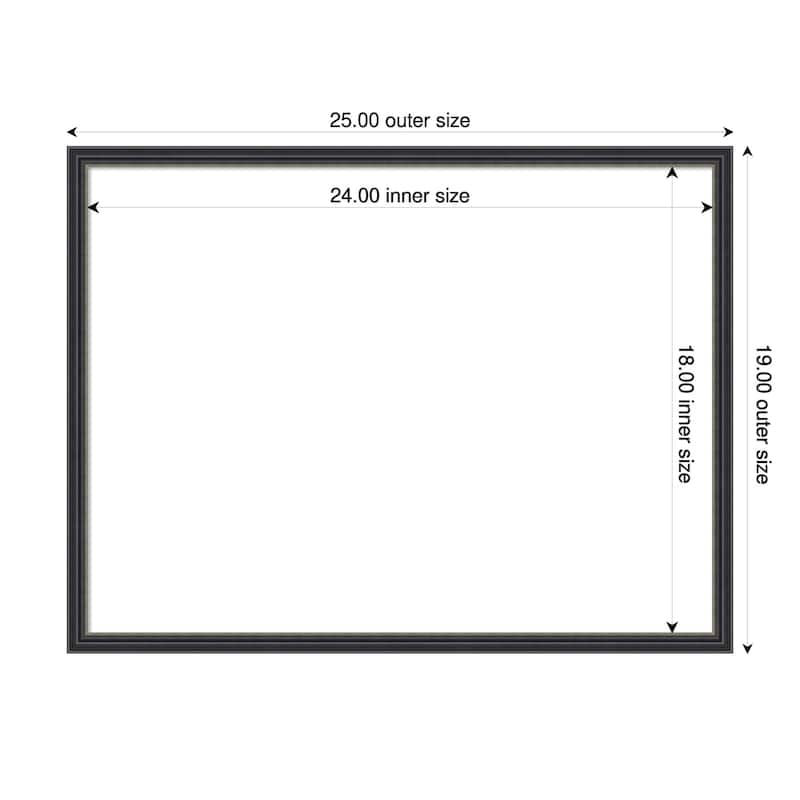 Amanti Art Stylish Black Narrow Framed Dry Erase Magnetic Board - 25 x 19 in