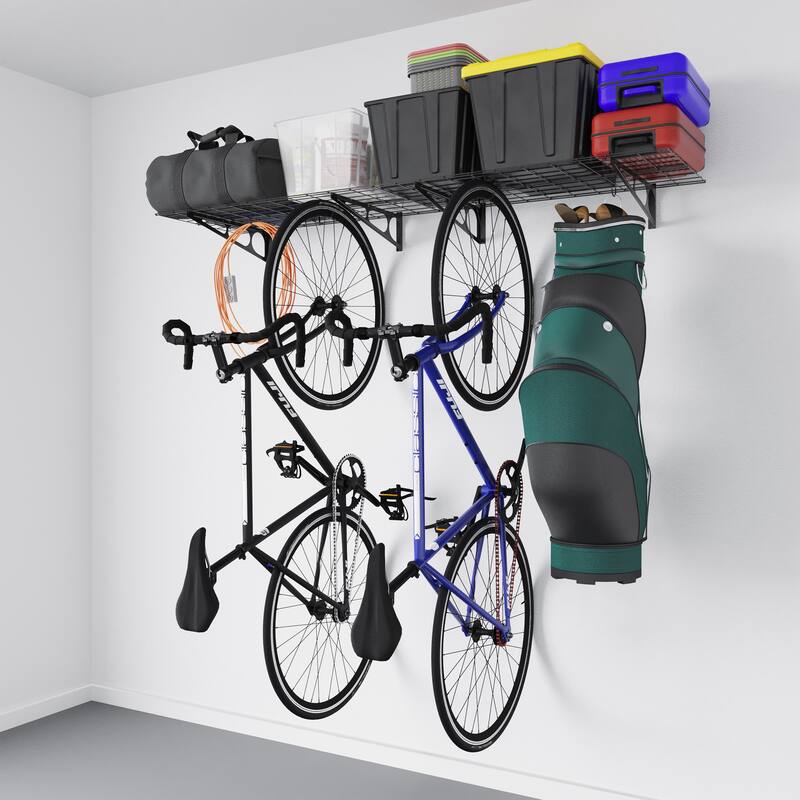 Heavy Duty Shelves Wall 2-Pack - Storage Garage Organization - Garage Shelving with 154lb Capacity for 4 Cycles by Rad Sportz