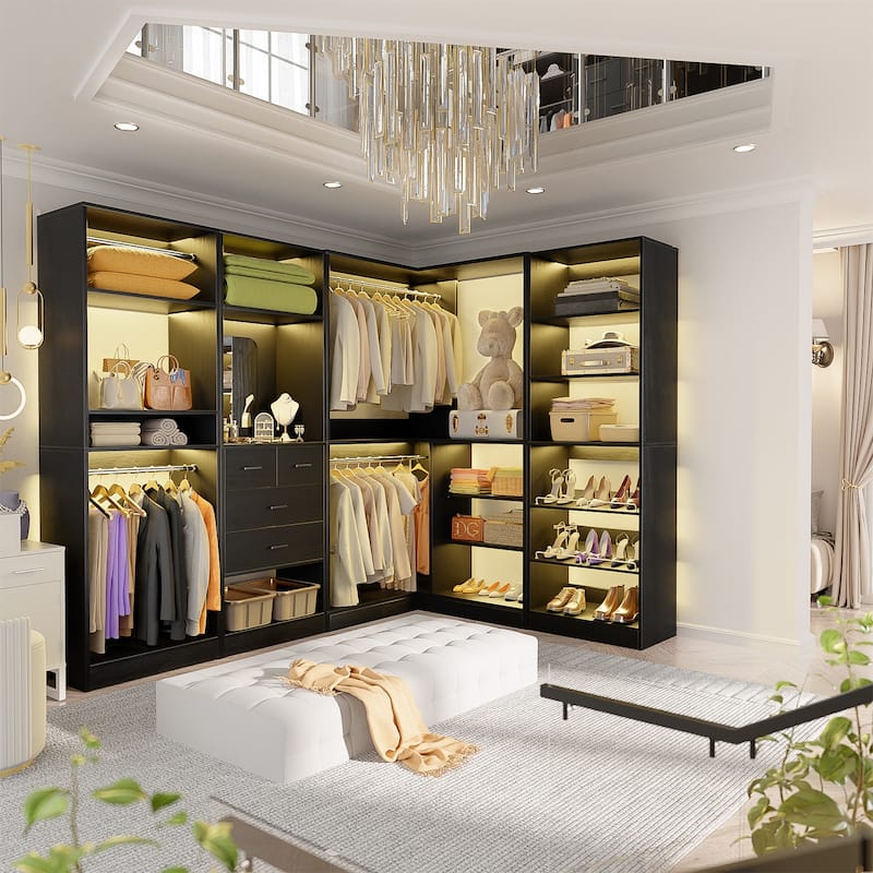 Cimly 25'' W Closet Organizer System with 2 Hanging Rods and DIY Shelves for Walk-in and Reach-in Closet