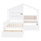 preview thumbnail 4 of 16, Twin Size House Bed with Upholstered Sofa, Charging Station, Wireless Charging, Shelves, and Two Drawers