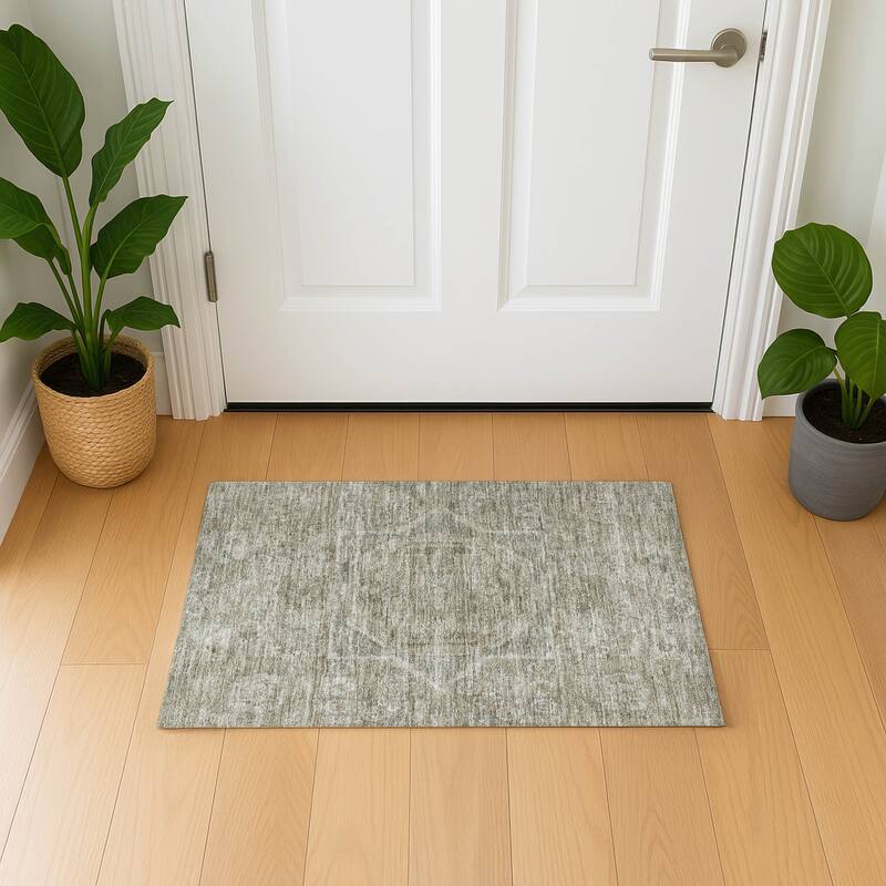 Premium Washable Super Soft Vintage Traditional Mayfield Rug - Gray - 1'8" x 2'6"