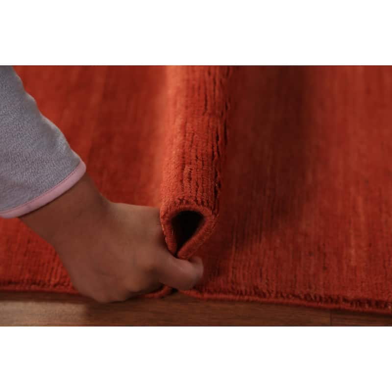 Orange Gabbeh Oriental Rug Handmade Stripe Wool Carpet - 2'9" x 4'2"