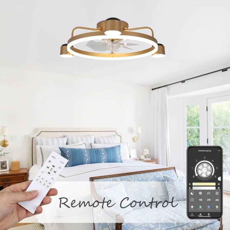 Bella Depot 3-Light Flush Mount Ceiling Fan with Dimmable LED Light and Remote APP Control for Children
