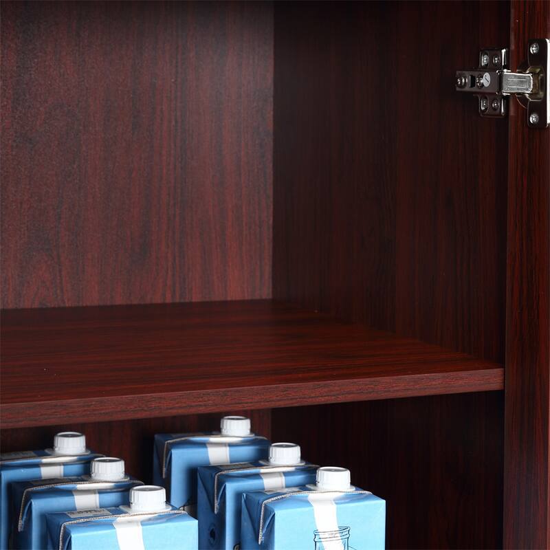63" 2-Door Freestanding Storage Cabinet w/ 5-tier Shelving & 2 Shelves