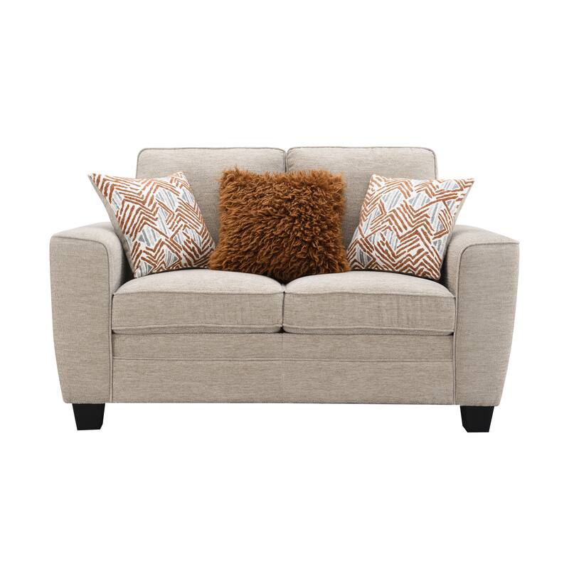 Furniture of America Maevy 2-Piece Taupe Chenille Sofa Set with Accent Pillows