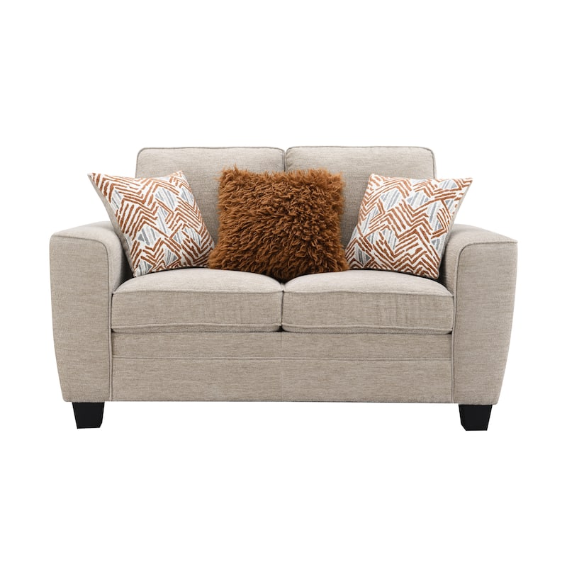 Furniture of America Maevy Chenille Loveseat with Accent Pillows