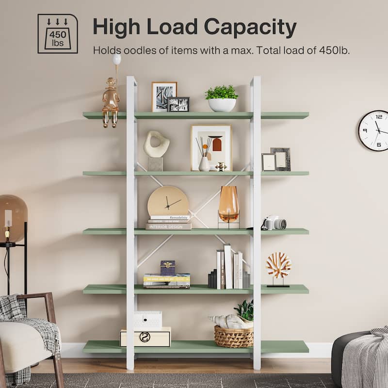 5-Tier Bookshelf, Vintage Industrial Style Bookcase