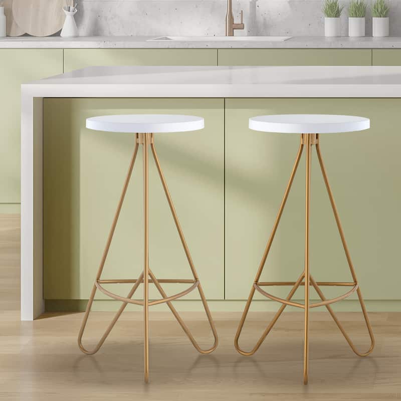 Chronos 30" Modern Industiral Iron Tripod Backless Bar Stool, by JONATHAN Y