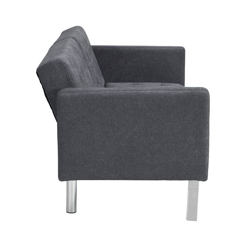 Convertible Folding Dark Grey Linen Sofa Bed for Small Spaces