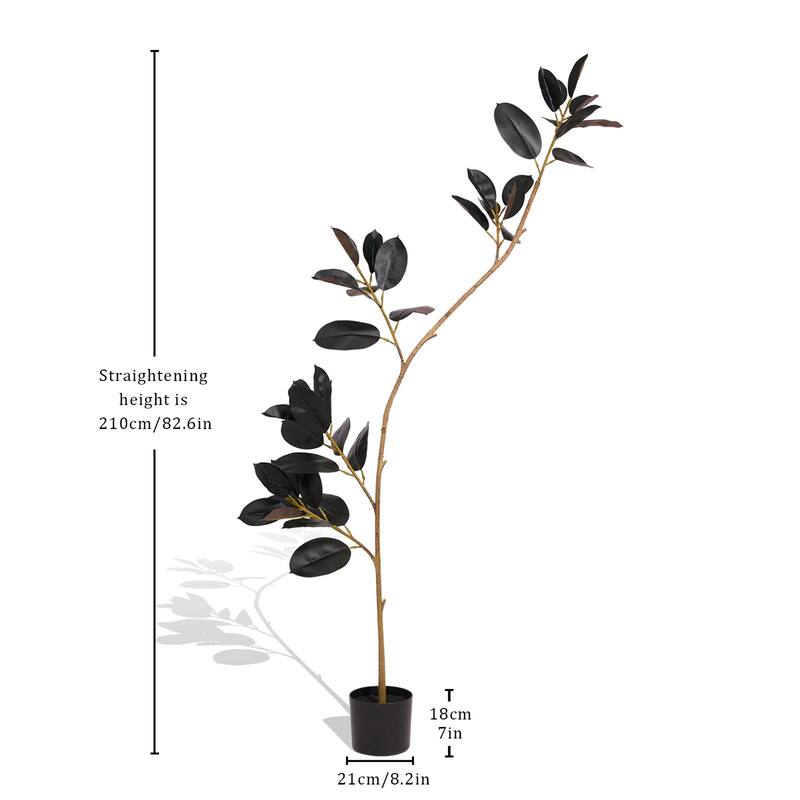 6.9ft Artificial Rubber Tree with Real Touch Leaves