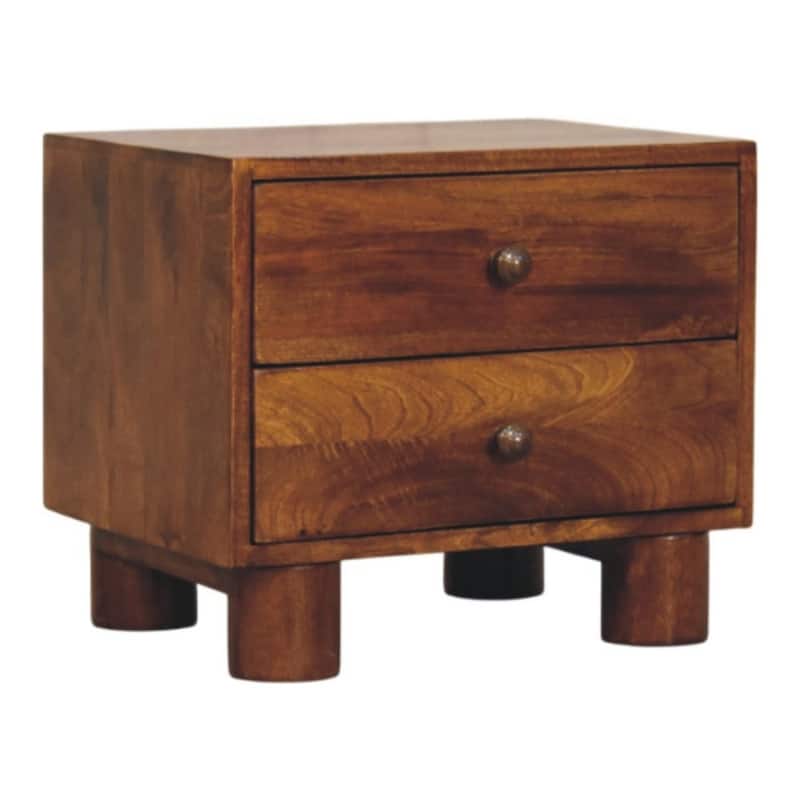 Artisan Furniture Solid Wood Tula 2 Drawer Chestnut Nightstand, Brown with 2 Drawers - N/A