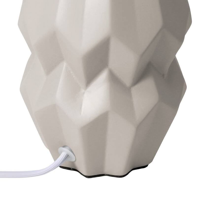 Ceramic Geometric Table Lamp with Fabric Shade for Bedroom - 6 x 6 x 13 in. (L x W x H)