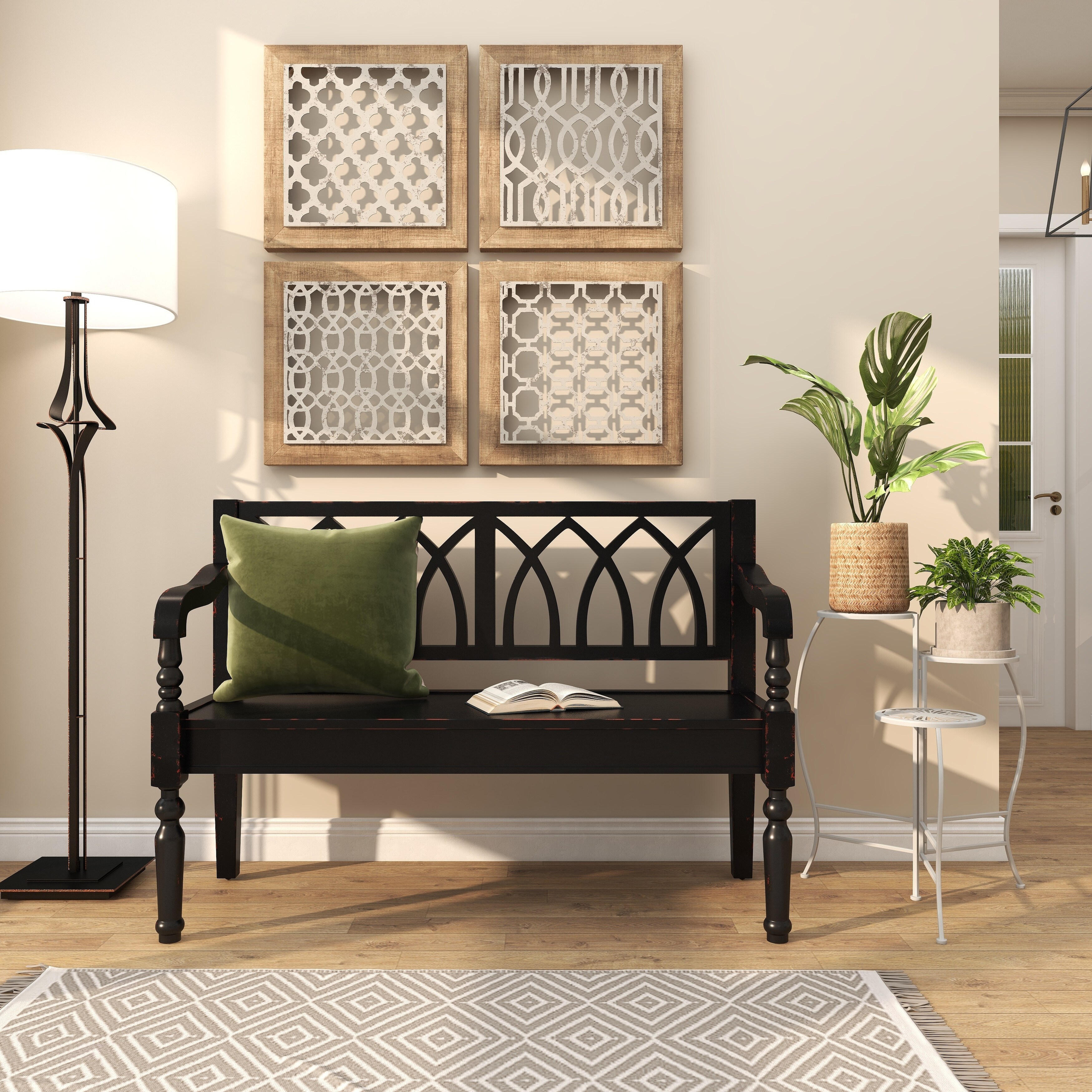 White or Black Metal 3-Tier Indoor Outdoor Floral Stand-image