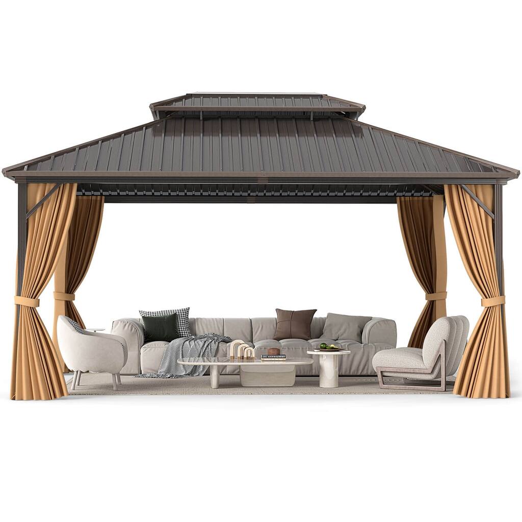 Costway 16 x 12 FT Hardtop Gazebo Aluminum Frame Permanent Pavilion - See Details