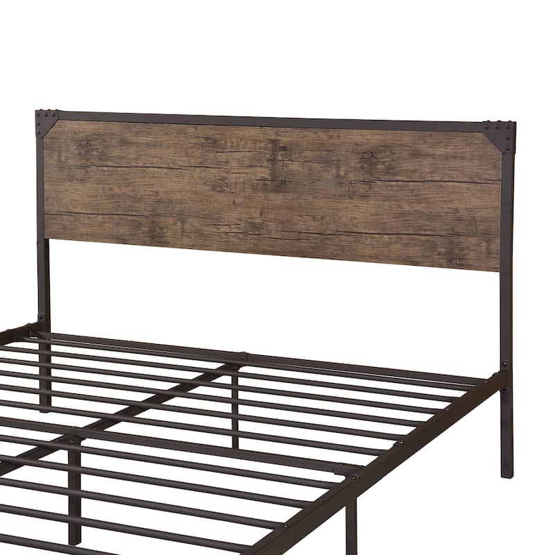 Furniture of America Aramana Industrial Two-tone Steel Platform Bed