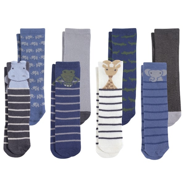 slide 1 of 1, Hudson Baby Infant Boy Cotton Rich Knee-High Socks, Safari Boy 0-6 Months - Safari Boy