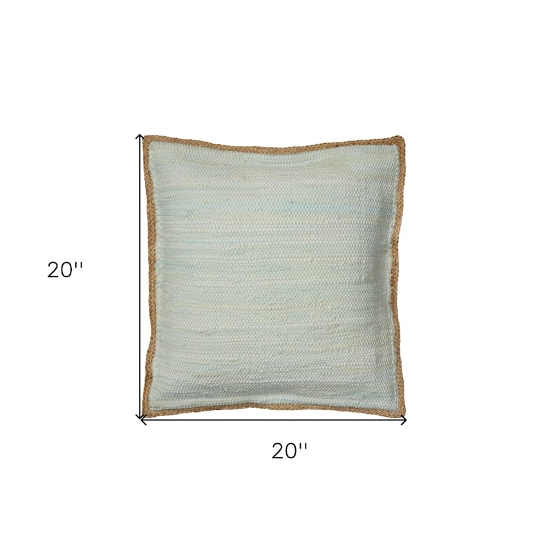 HomeRoots 20" X 20" Beige and Green Cotton Blend Zippered Pillow
