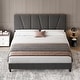 preview thumbnail 14 of 14, Grey Velvet Upholstered Platform Bed Frame with Wooden Slats