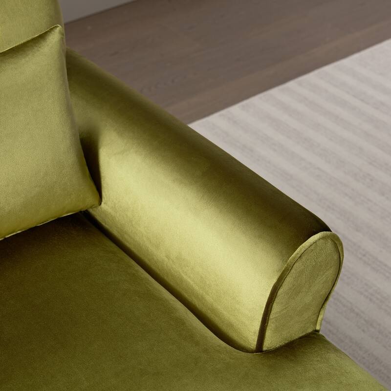 Accent chair, Elegant Circular Armrests, Ergonomic Lumbar Support, Vintage Roman Column Legs, for Living room,Bedroom