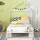 preview thumbnail 2 of 6, Twin Size Wood Platform Bed with House-Shaped Headboard, Footboard Bench, and Wooden Support