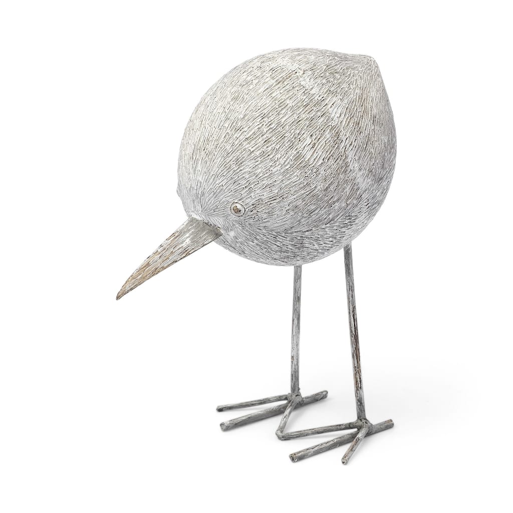 HomeRoots 7" Off White Resin And Metal Snipe Bird Tabletop Sculpture - 6" W x 6" D x 7" H