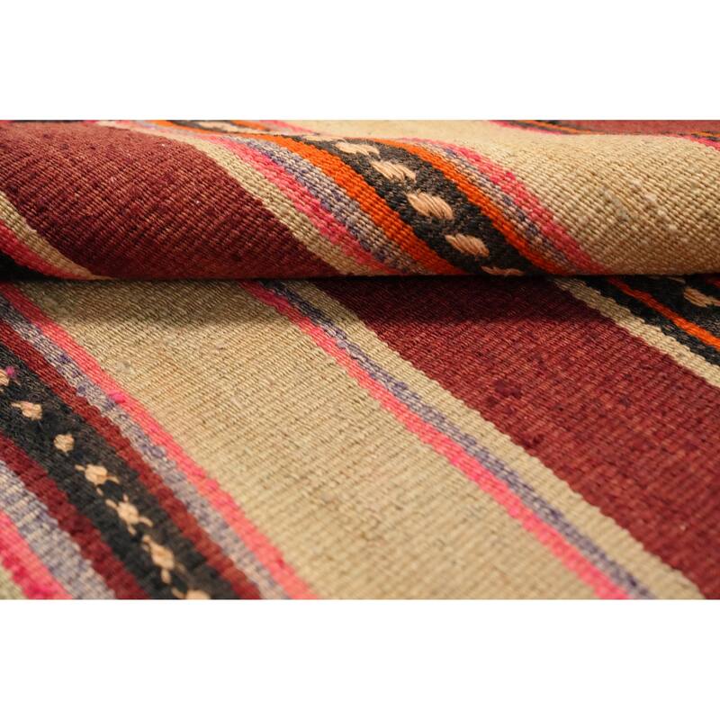 Hand Woven Oriental 100% Wool Carpet Southwestern Tribal Multi-Colored Kilim Area Rug - 5' 11'' X 4' 6''