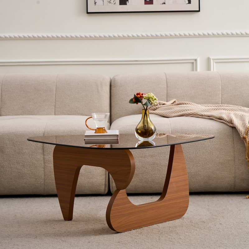 Farmhouse Glass Top Small Coffee Tables, Wood Center Table