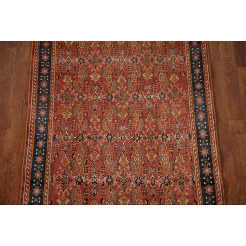 Shiraz Kashkoli Persian Vintage Runner Rug Handmade Wool Carpet - 3'3"x 9'9"
