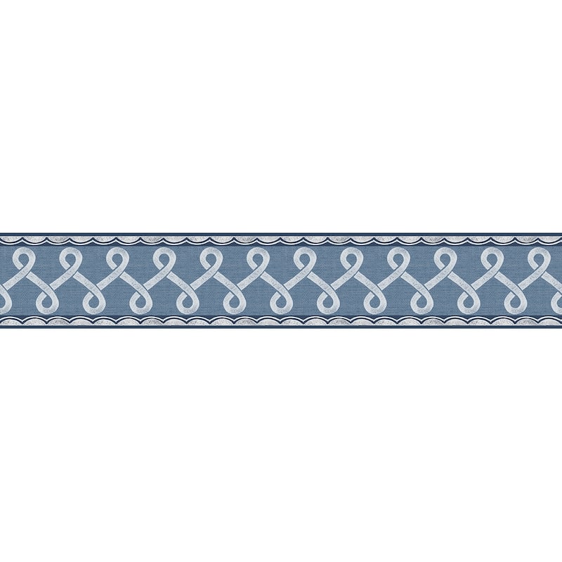 Chesapeake Scalloped Ribbon Blue Trim Wall Border