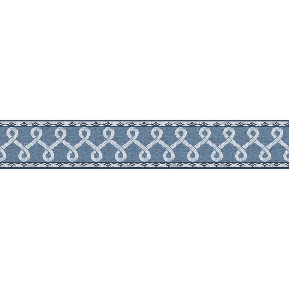 Chesapeake Scalloped Ribbon Blue Trim Wall Border