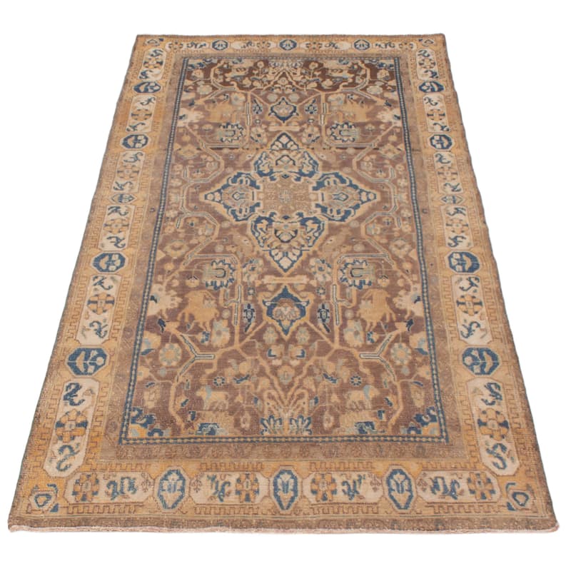 ECARPETGALLERY Hand-knotted Antalya Vintage Brown Wool Rug - 4'9 x 9'8