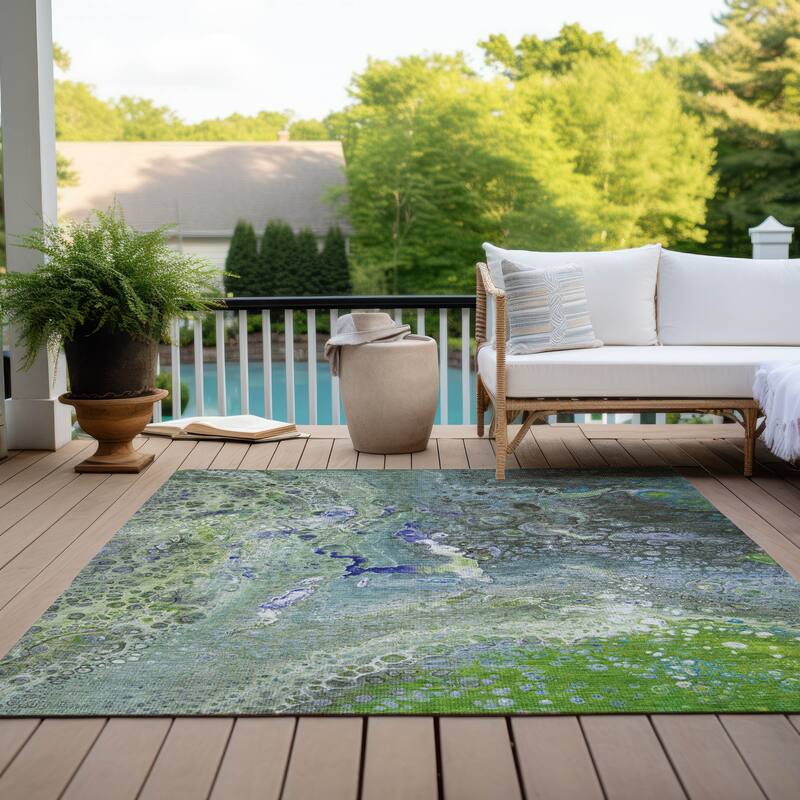 Machine Washable Indoor/ Outdoor Chantille Modern Abstract Rug