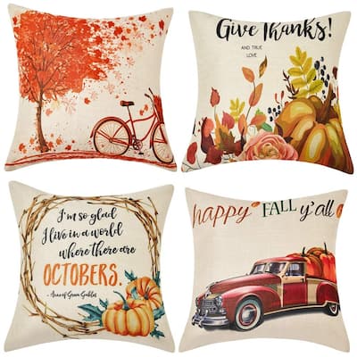 Maple Leaf Autumn Theme Decor Pillow Cushion Cases