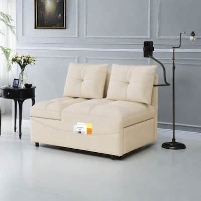 27.56" Velvet 2-Seater Sleeper Sofa Chair with USB Ports, Reclining Angles And Storage