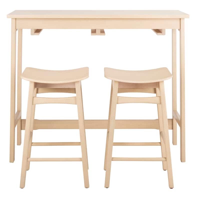 SAFAVIEH Neoma 3 Piece Pub Set - White Oak - 42.1" x 17.7" x 36.2" - 42Wx18Dx36H