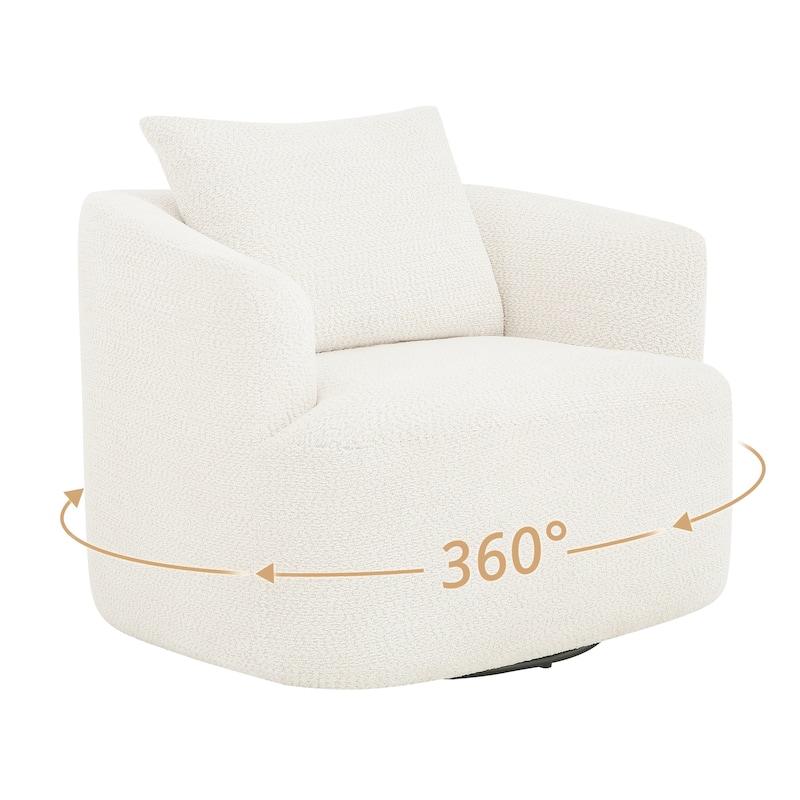 Chenille Swivel Accent Chair with Pillow