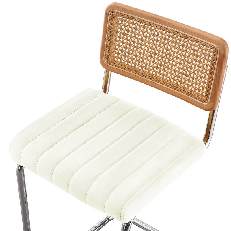 Velvet Upholstered Rattan Counter/Bar Stools, Set of 2/3