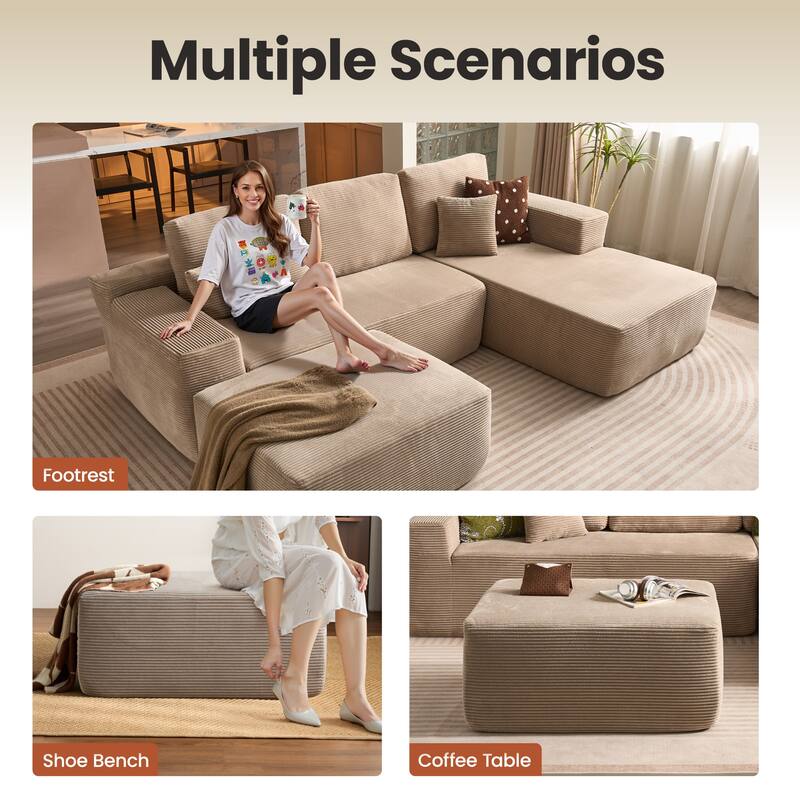 ​​OVIOS Lazy Chaise Lounge Sofa with Ottoman​