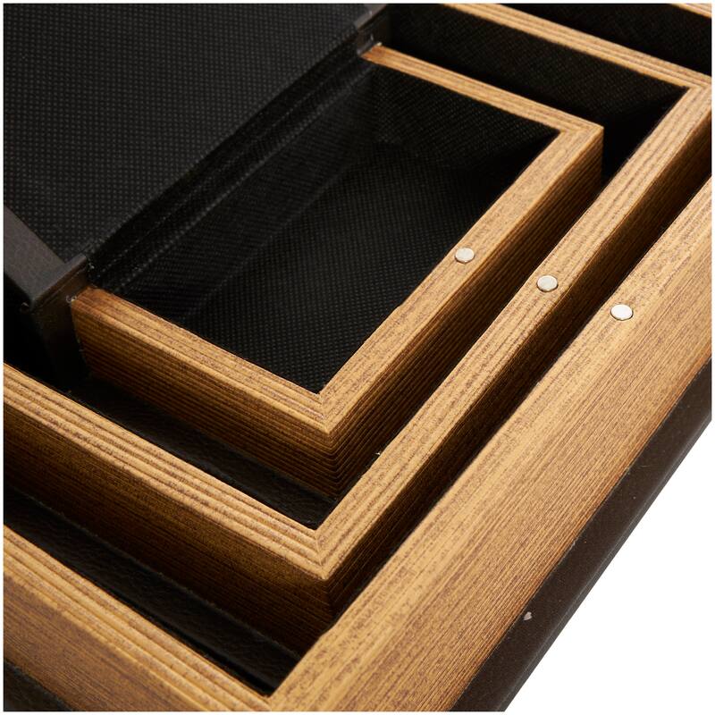 Faux Leather or Linen Fabric Book Storage Box - Set of 3 White, Beige, Black, Red or Light Gray - Roche River Decor