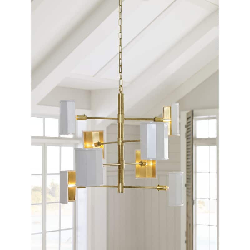 POINT DUME® Wandermere Collection Brushed Brass Eight-Light Chandelier - 40 in x 40 in x 28.25 in