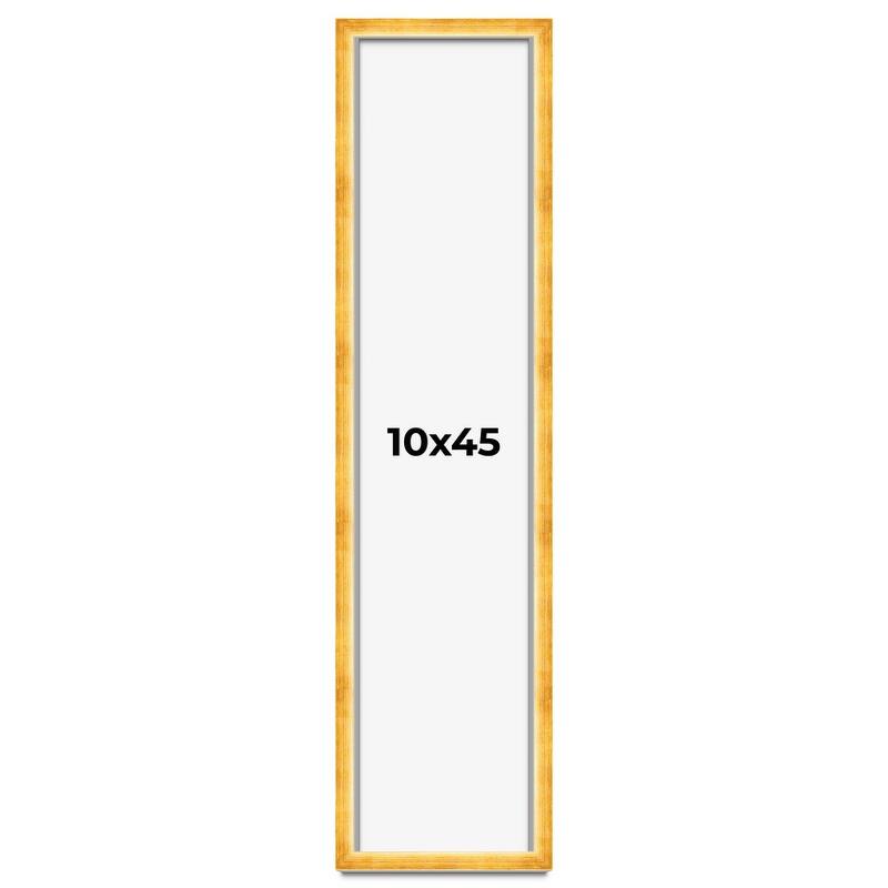 10x45 Shadow Box Frame Gold | 1.625 Inches Deep Real Wood Traditional