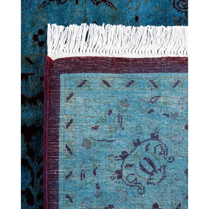 Fine Vibrance One-of-a-Kind Hand-Knotted Runner Rug - Blue, 2' 6" x 8' 3" - 2' 6" x 8' 3"