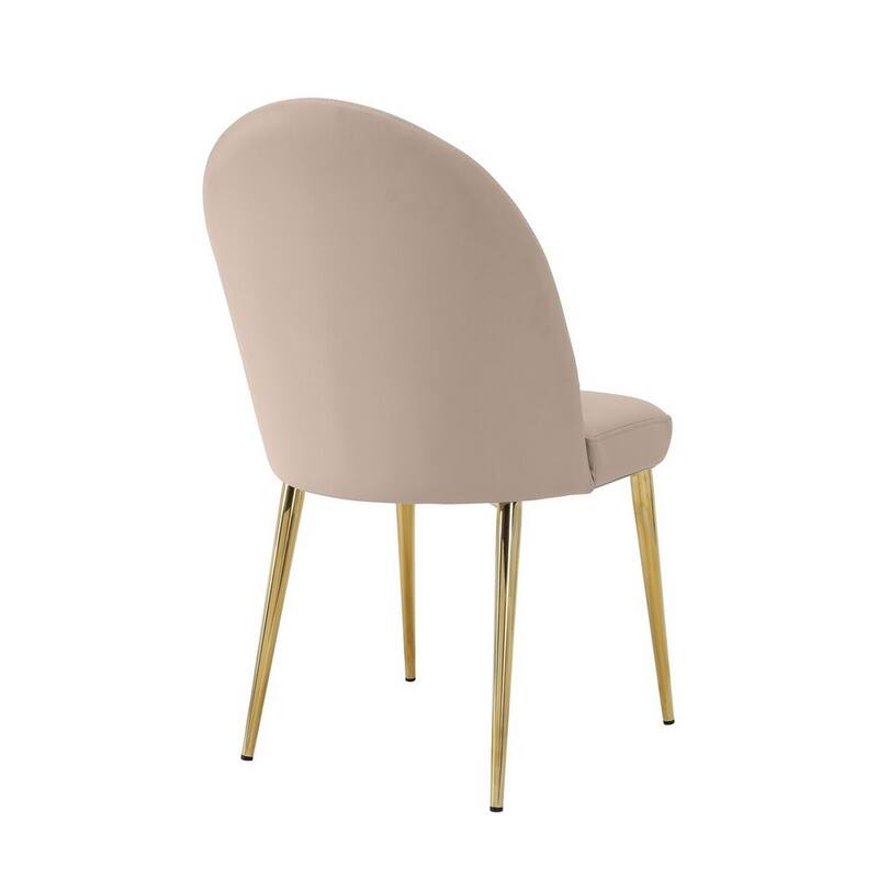 Gold/Sand Beige Faux Leather Upholstered Metal Frame Dining Chair, Set of 2, Sturdy Dining Chair for Dining Rooms - 17.5